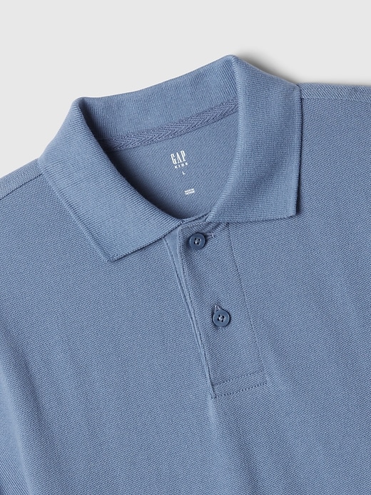 2 of 8 showing, with the color bainbridge blue of product Kids Pique Polo Shirt