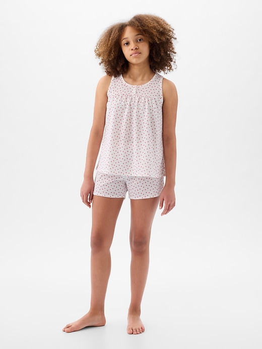 1 of 8 showing, with the color Pink hearts of product Kids Recycled Print PJ Set