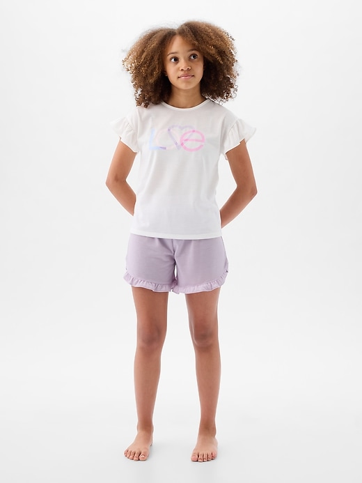 1 of 8 showing, with the color new off white of product Kids Recycled Flutter PJ Set