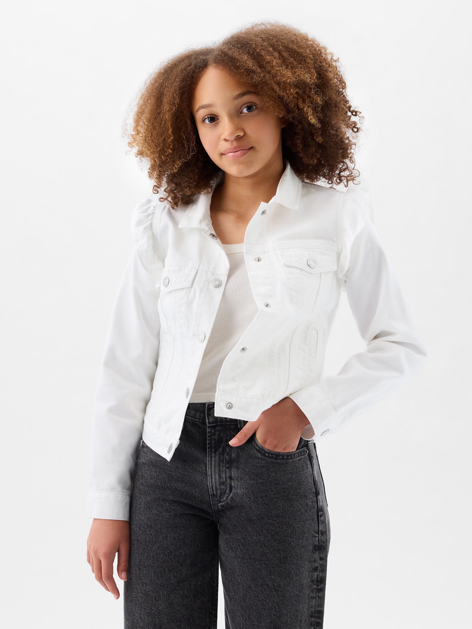 Kids Ruffle Denim Jacket | Gap