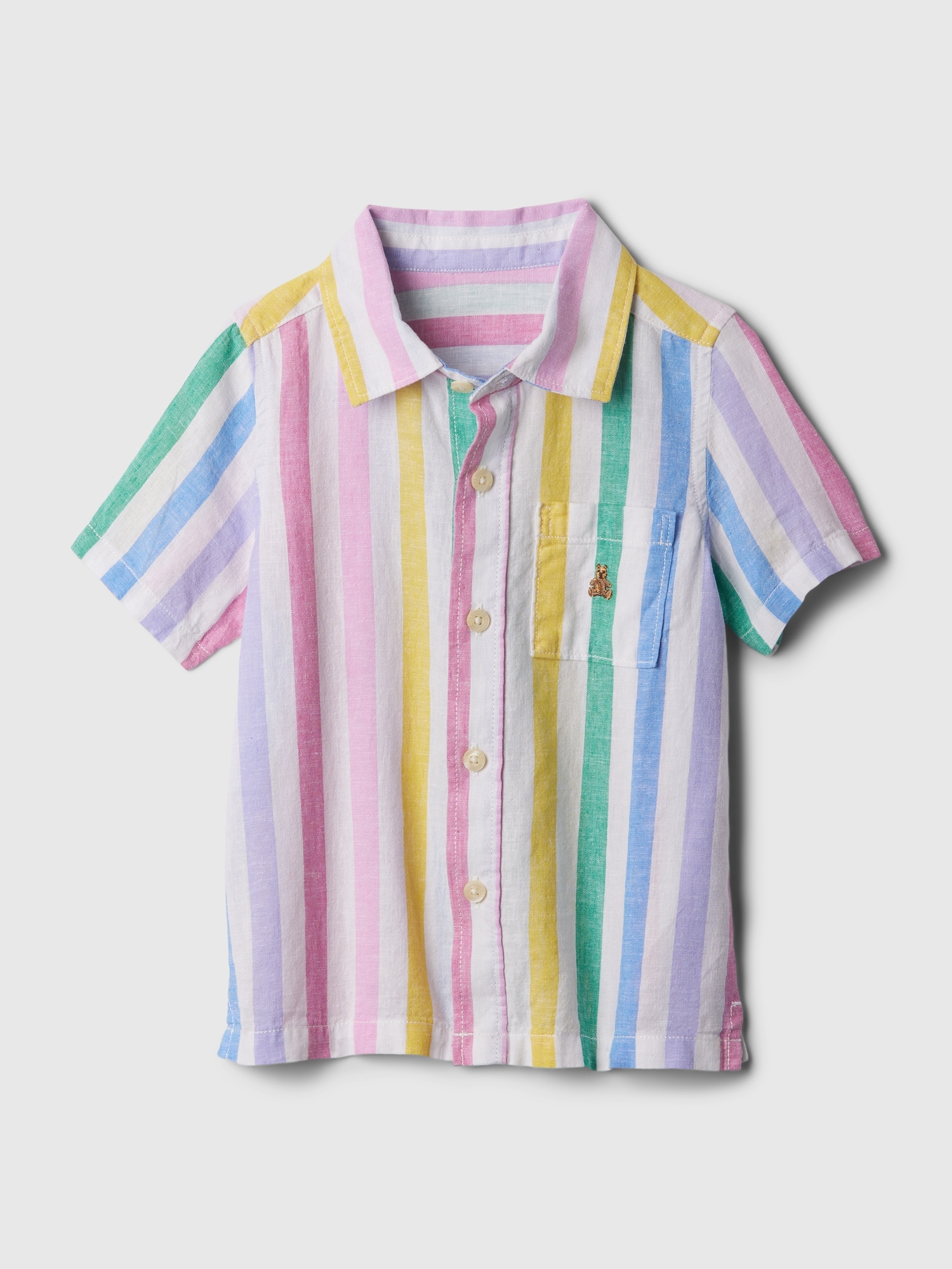 Gap Baby Linen-cotton Shirt In Multi Stripe