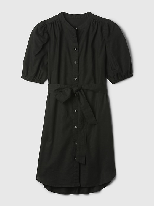 Image number 6 showing, Linen-Cotton Puff-Sleeve Mini Shirtdress