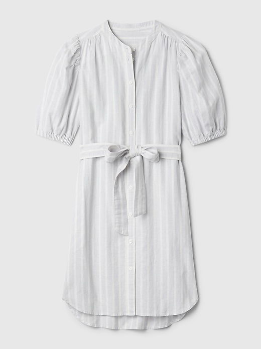 Image number 6 showing, Linen-Cotton Puff Sleeve Mini Shirtdress