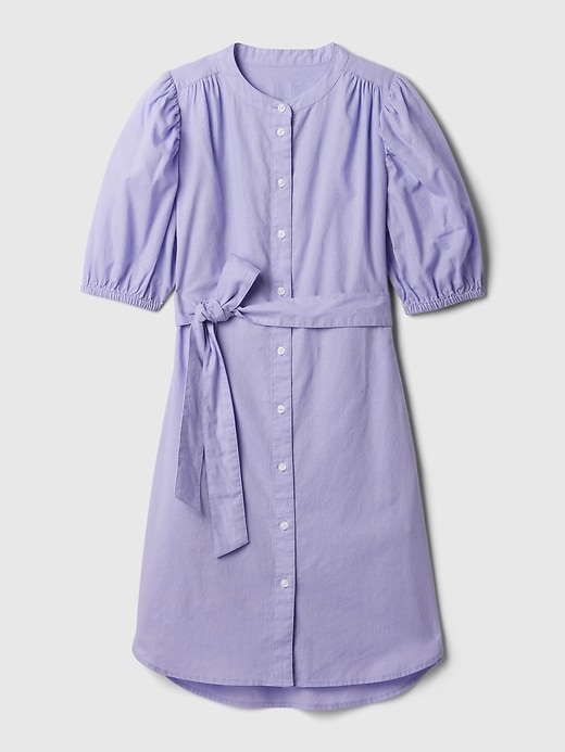 Image number 6 showing, Linen-Cotton Puff-Sleeve Mini Shirtdress