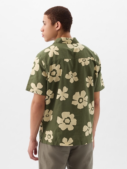 2 of 8 showing, with the color green floral of product Linen-Cotton Shirt