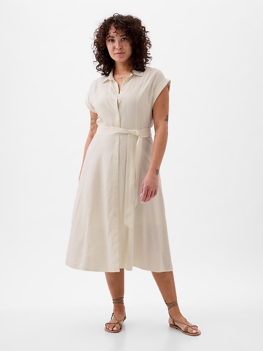 Image number 10 showing, Linen-Blend Midi Shirtdress