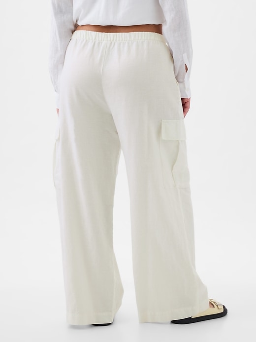 Image number 6 showing, Mid Rise Linen-Cotton Pull-On Cargo Pants