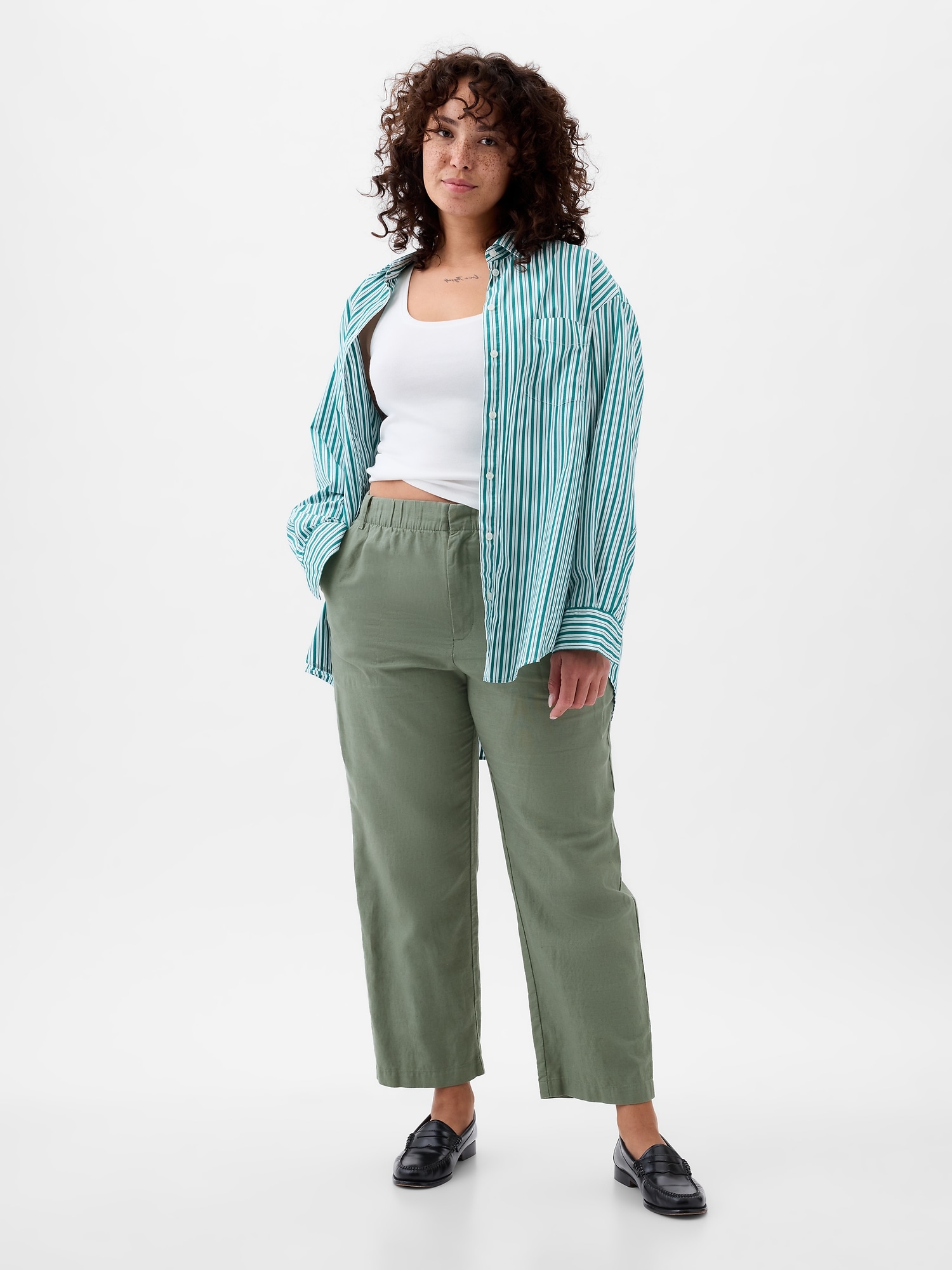 High Rise Pull On Linen Pant main image 1