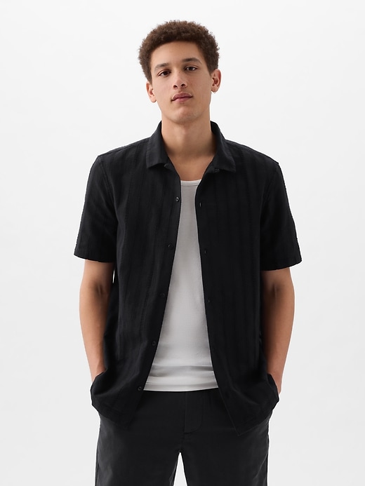 1 of 8 showing, with the color dobby stripe black of product Textured Stripe Shirt