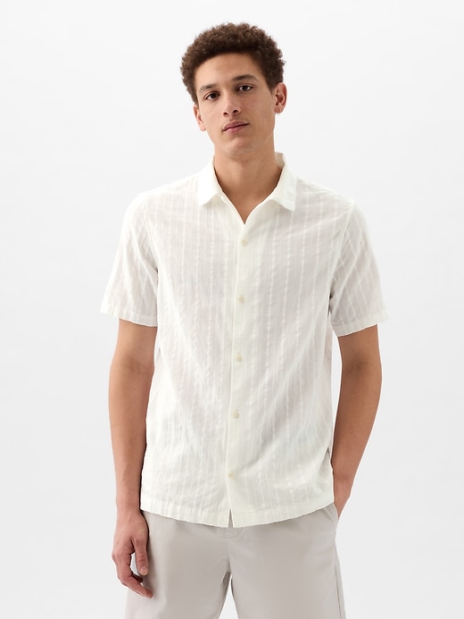 1 of 8 showing, with the color optic white of product Textured Shirt