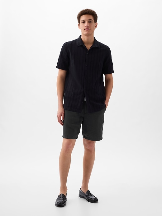 1 of 8 showing, with the color BLACK of product 8" Linen-Cotton Shorts