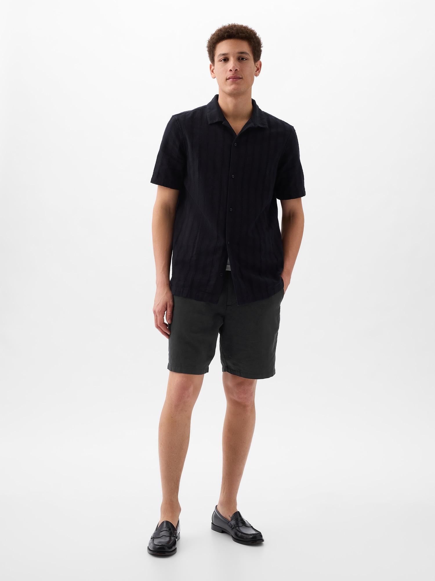 8" Linen-Cotton Shorts