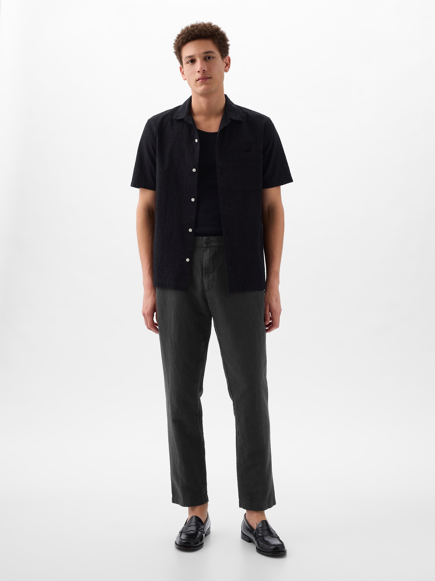 Gap Linen-cotton Trousers In Slim Fit In Black