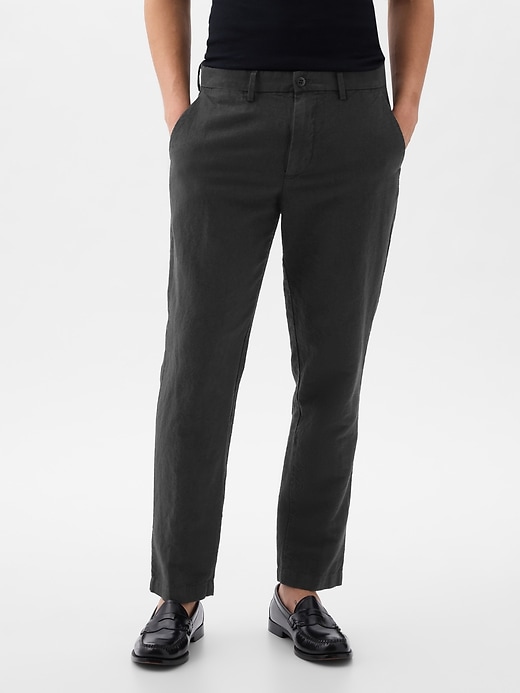 2 of 8 showing, with the color Black of product Linen-Cotton Trousers in Slim Fit