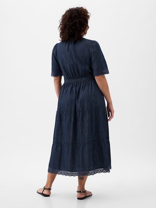Image number 6 showing, Lace Denim Midi Dress