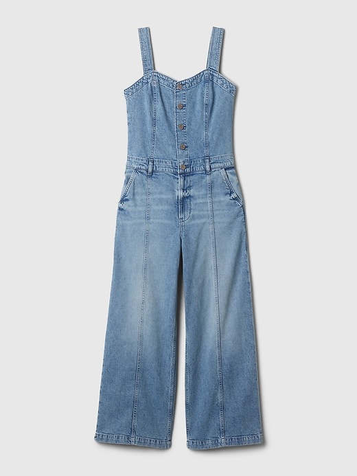 Image number 6 showing, Wide-Leg Denim Jumpsuit