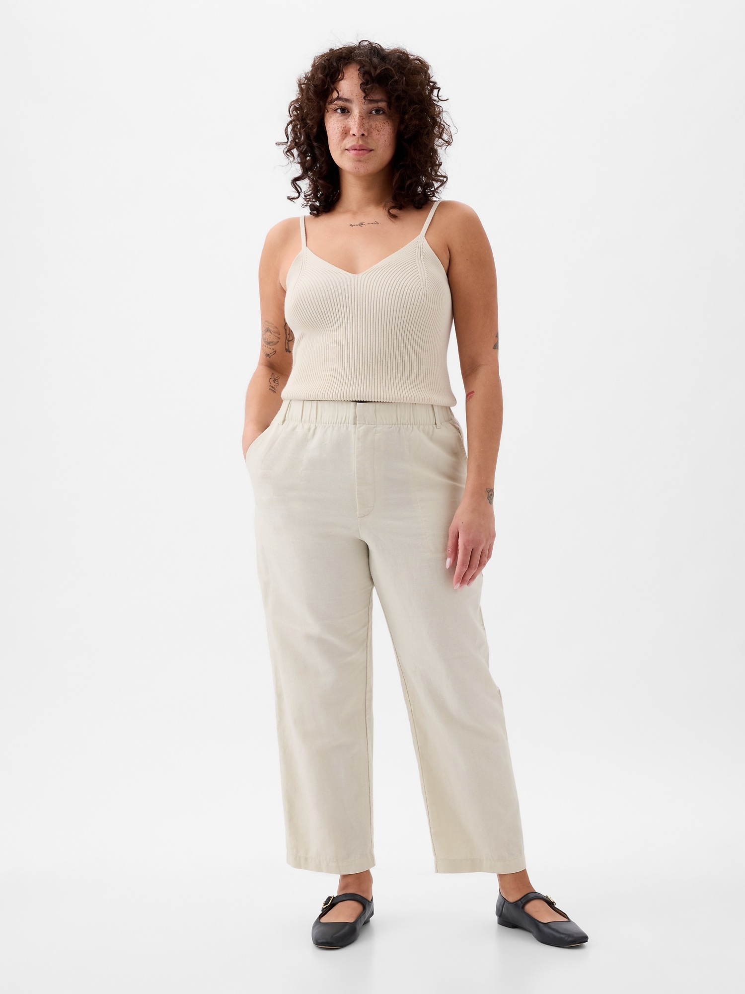 Gabi Cotton Pull On Pants | Olive Leaf