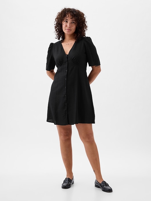 Linen-Blend Button Mini Dress | Gap