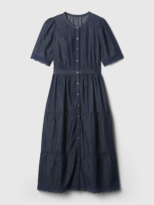 Image number 7 showing, Lace Denim Midi Dress
