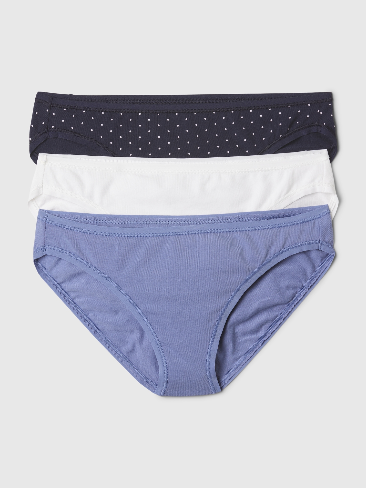 Gap Mid Rise Bikini Brief (3-pack) In Navy White Dot