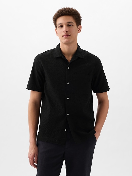 1 of 8 showing, with the color true black of product Eyelet Resort Shirt in Standard Fit