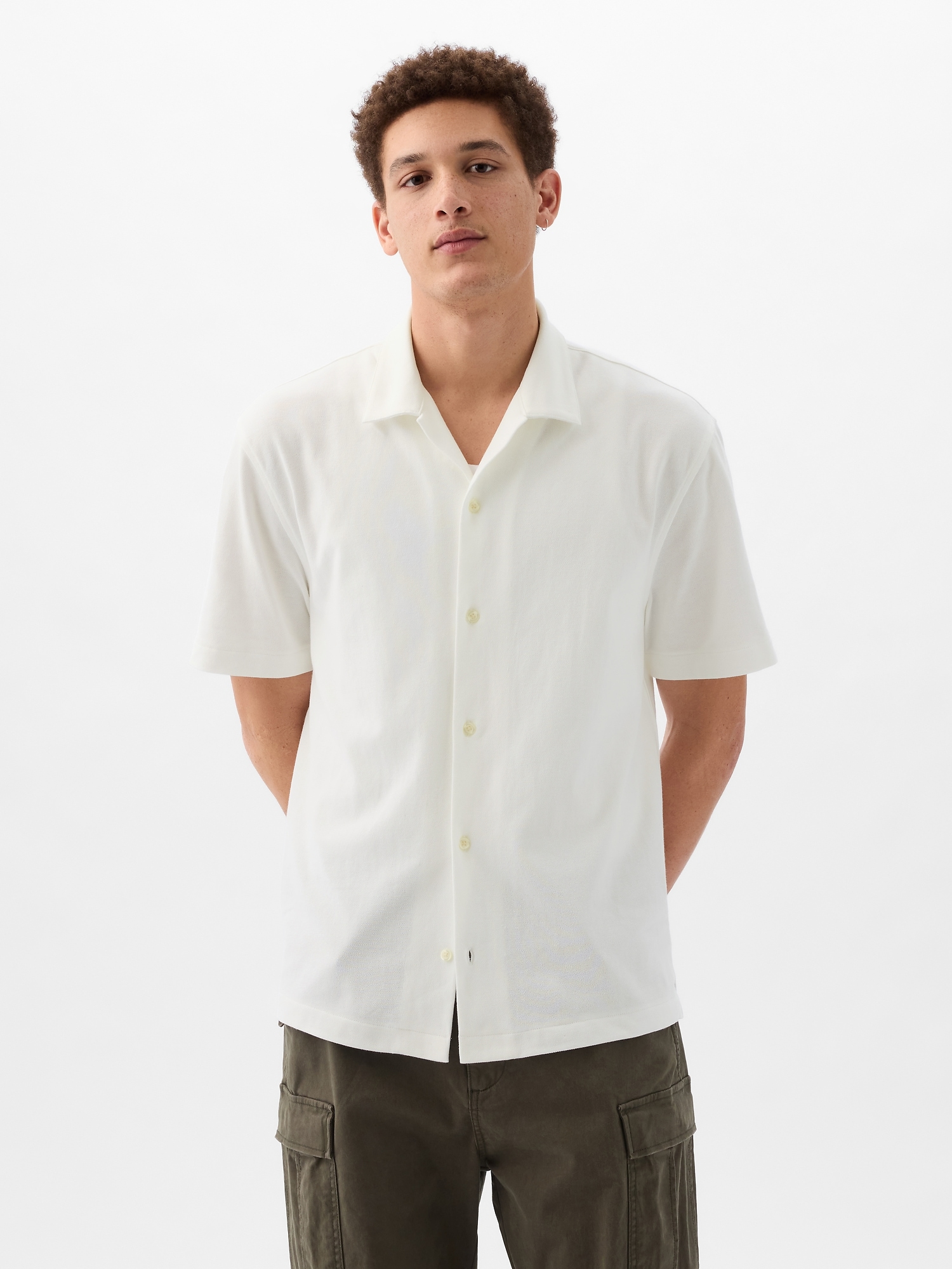 Gap Pique Oxford Shirt In Off White