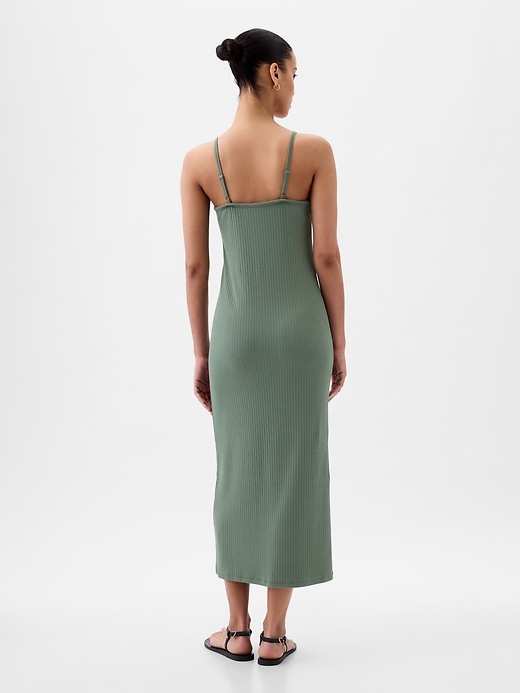 2 of 8 showing, with the color laurel wreath green of product Modern Rib Midi Tank Dress