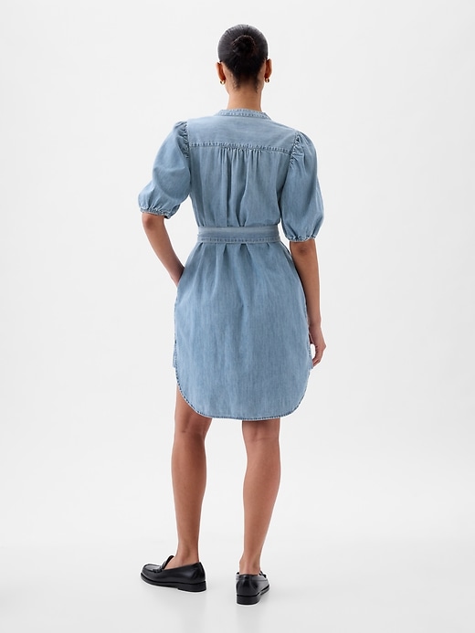 Image number 2 showing, Puff-Sleeve Denim Mini Dress