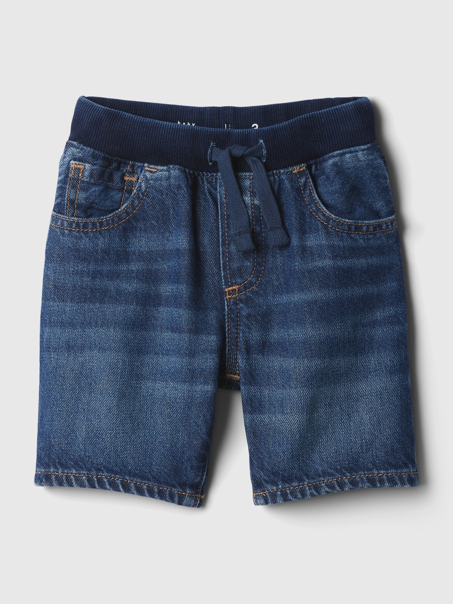Gap Baby Pull-on Denim Shorts In Dark Wash