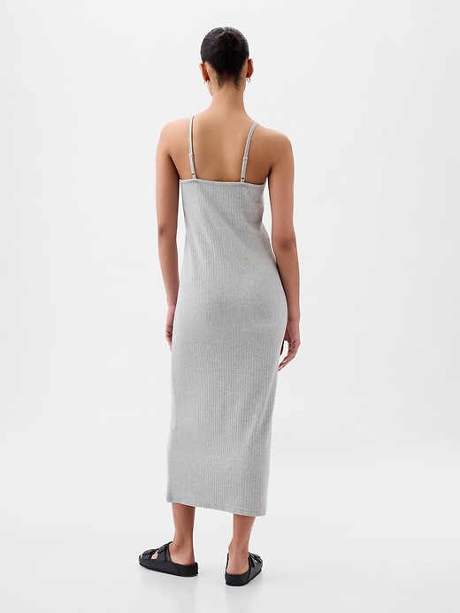 2 of 8 showing, with the color light heather grey of product Modern Rib Midi Tank Dress