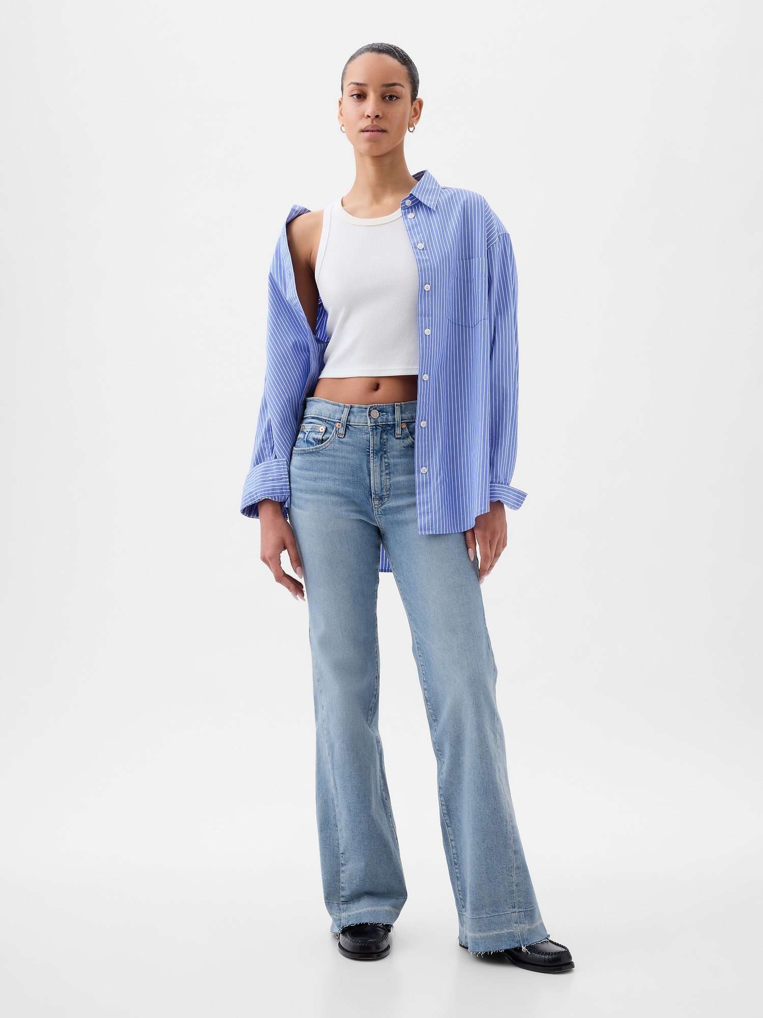 Gap High Rise '70s Flare Jeans In Light Indigo