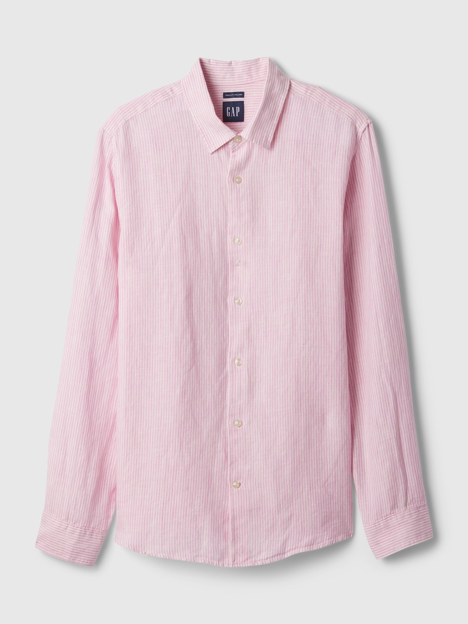 Men's Linen Shirt by Gap Pink Stripe Tall Size L