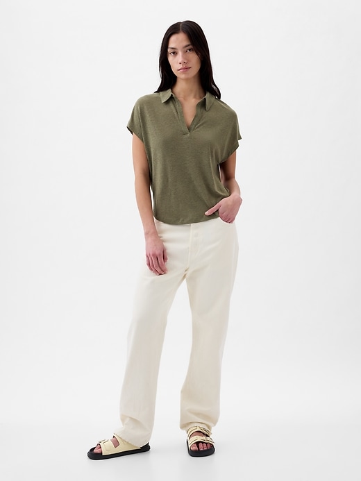 Image number 3 showing, Linen-Blend Polo Shirt