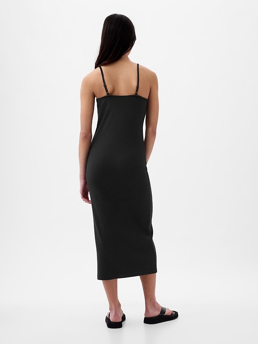 2 of 8 showing, with the color black of product Modern Rib Midi Tank Dress