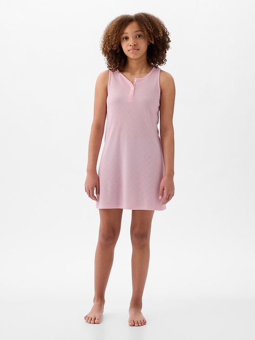 1 of 8 showing, with the color light peony pink of product Kids Recycled Pointelle PJ Dress