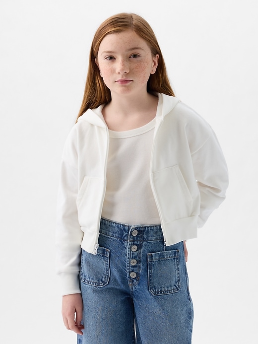 1 of 8 showing, with the color new off white of product Kids Vintage Soft Cropped Hoodie