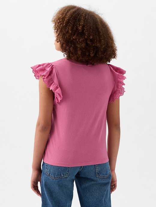 2 of 8 showing, with the color pink raspberry of product Kids Eyelet T-Shirt