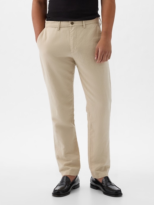 2 of 8 showing, with the color classic khaki of product Linen-Cotton Trousers in Slim Fit
