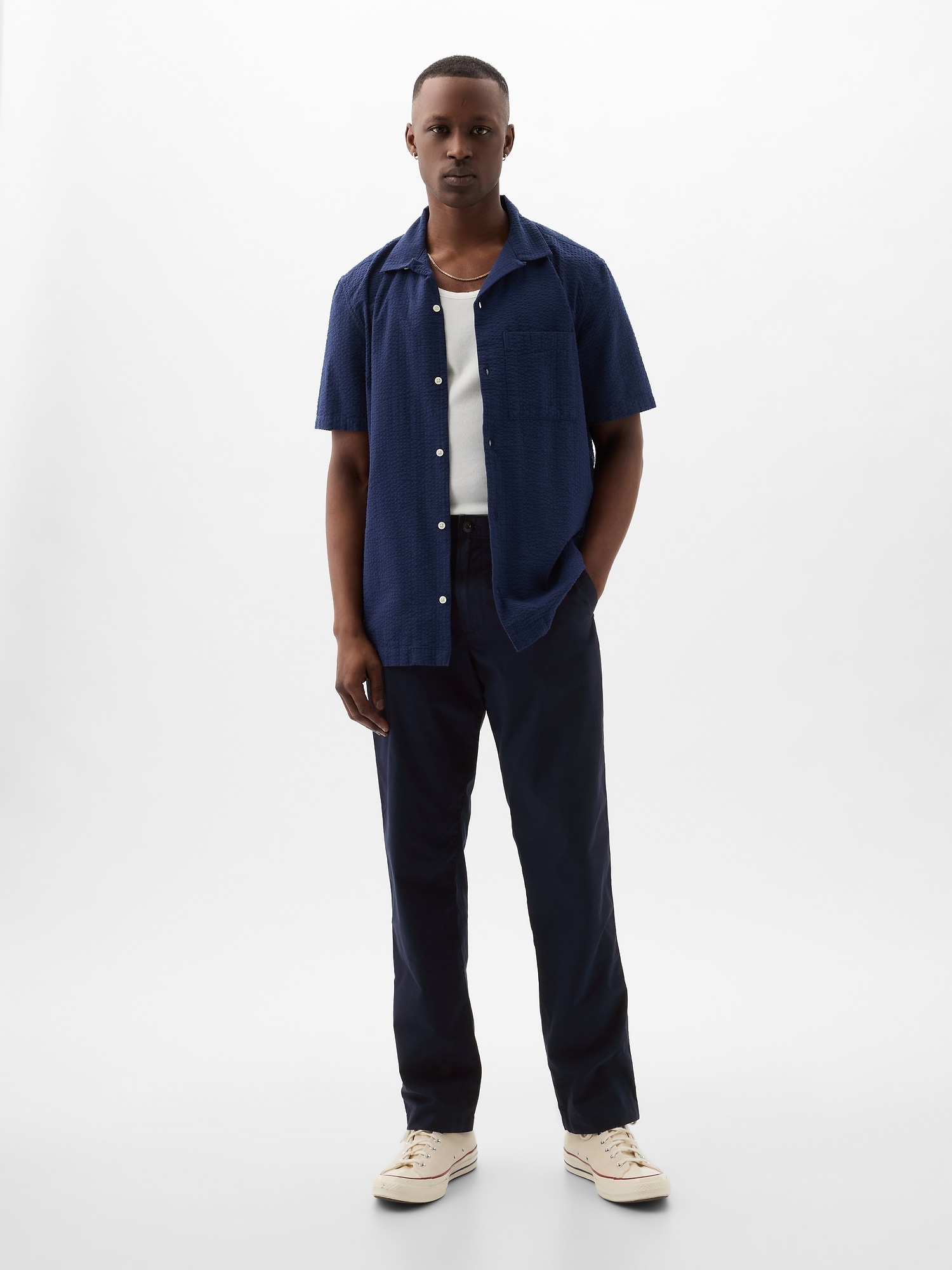 Gap Poplin Khakis In Straight Fit In Blue