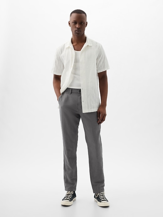 1 of 8 showing, with the color grey of product Linen-Cotton Trousers in Slim Fit