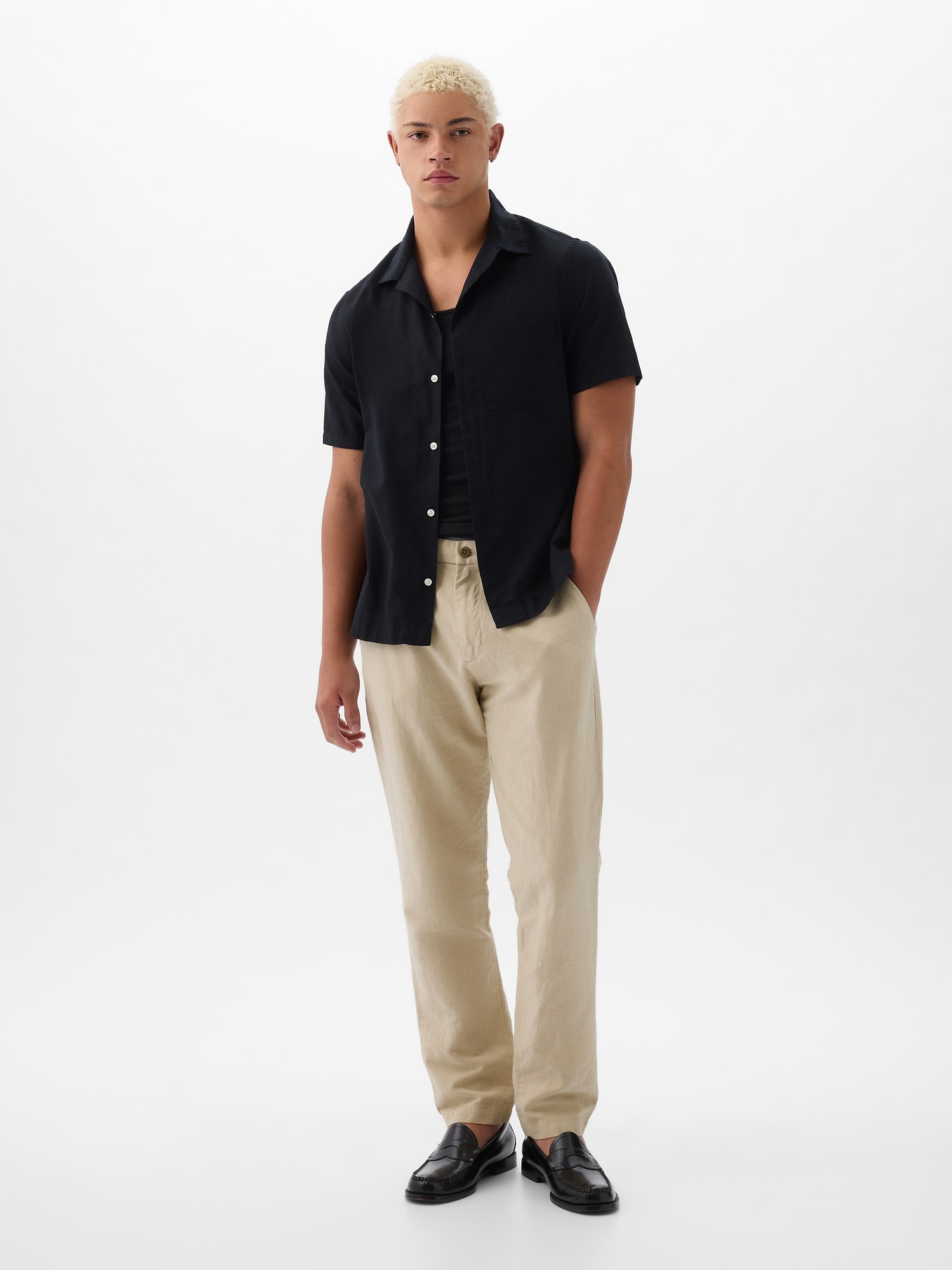 Gap Linen-cotton Trousers In Slim Fit In Classic Khaki