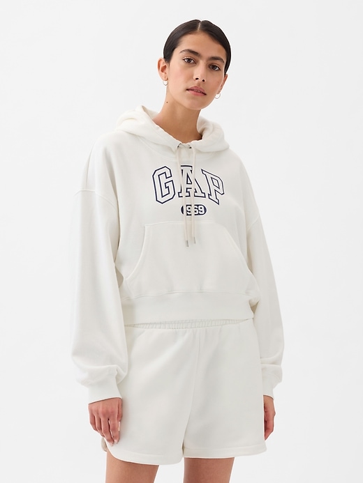 1 of 8 showing, with the color new off white of product VintageSoft Cropped Hoodie