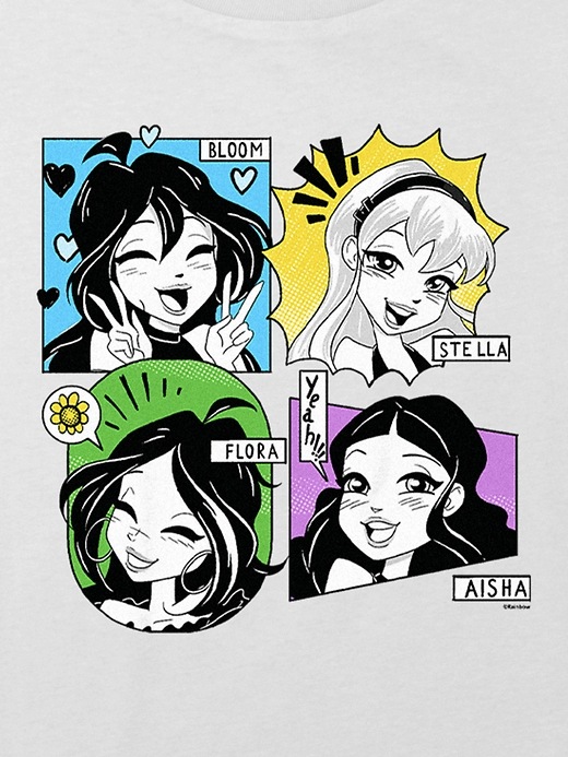 2 of 8 showing, with the color White of product Kids Winx Club Anime Graphic Boxy Crop Tee