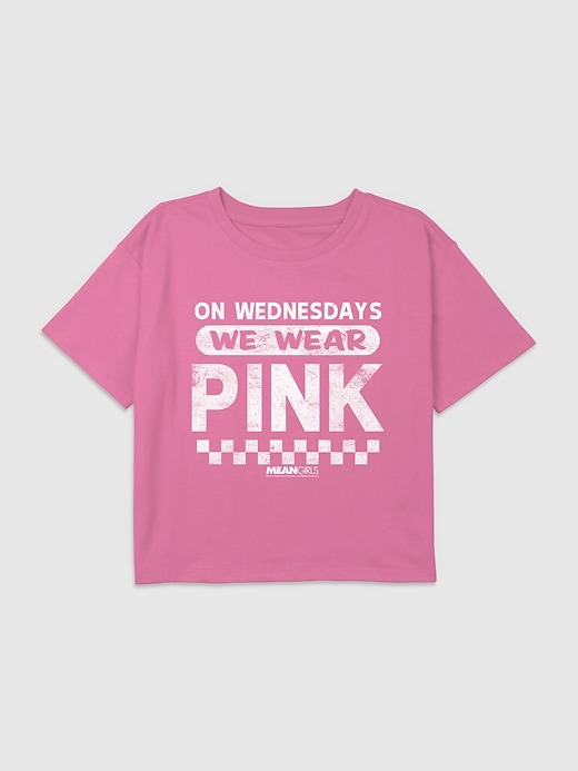 Image number 1 showing, Kids Mean Girls On Wednesdays We Wear Pink Graphic Boxy Crop Tee