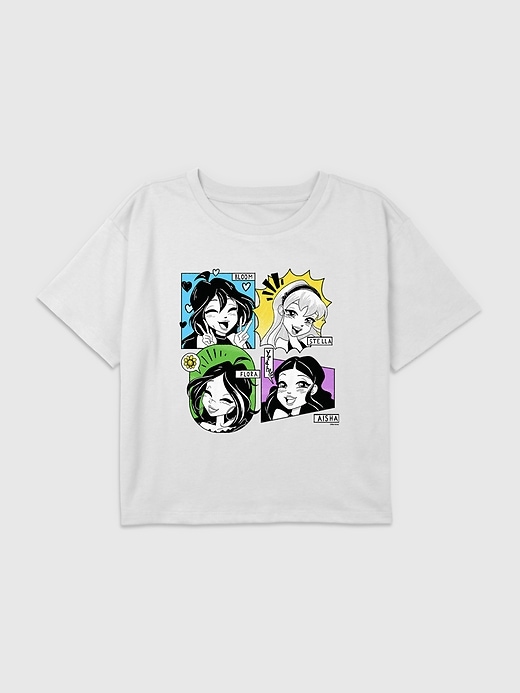 1 of 8 showing, with the color White of product Kids Winx Club Anime Graphic Boxy Crop Tee