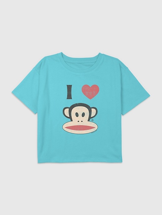 1 of 8 showing, with the color Blue of product Kids I Heart Paul Frank Graphic Boxy Crop Tee