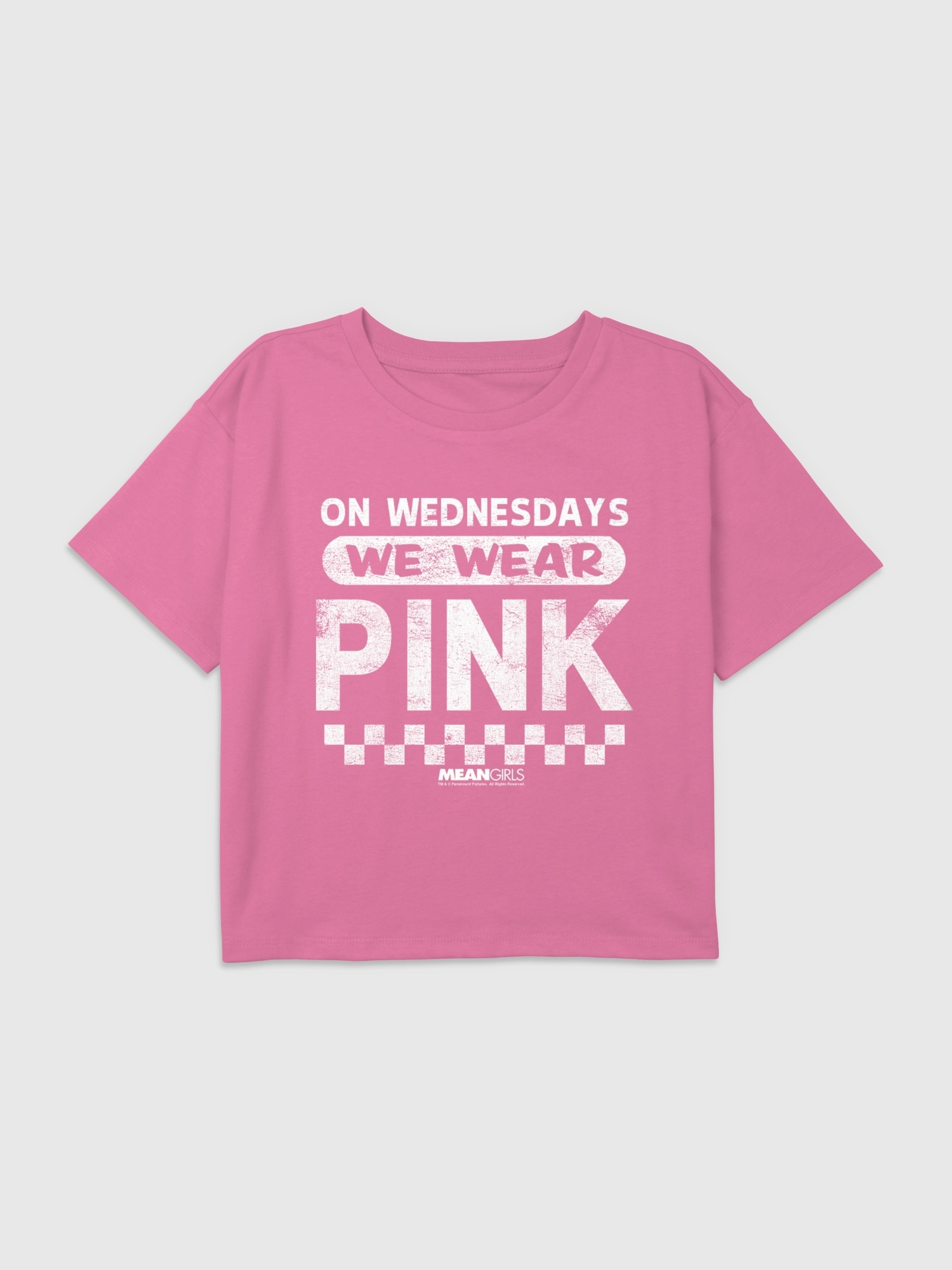 Kids Mean Girls On Wednesdays We Wear Pink Graphic Boxy Crop Tee