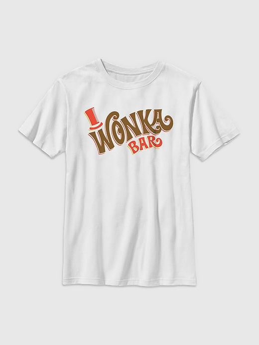 1 of 8 showing, with the color White of product Kids Willy Wonka Bar Graphic Tee