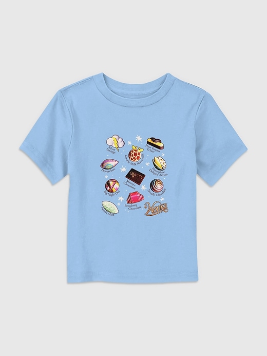 1 of 8 showing, with the color BLUE of product Toddler Wonka Chocolate Graphic Tee