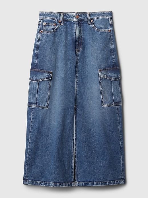 Image number 4 showing, Denim Cargo Maxi Skirt